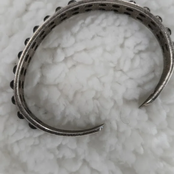 Vintage Sterling Silver And Onyx Cuff - Picture 2 of 5